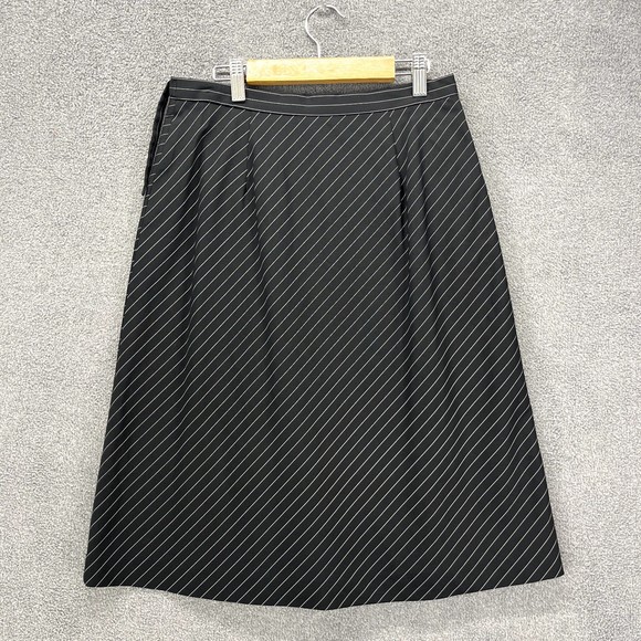 ANN TAYLOR Skirt Womens Size 2 Black Striped Embroidered Floral A-Line Wrap - Picture 10 of 13